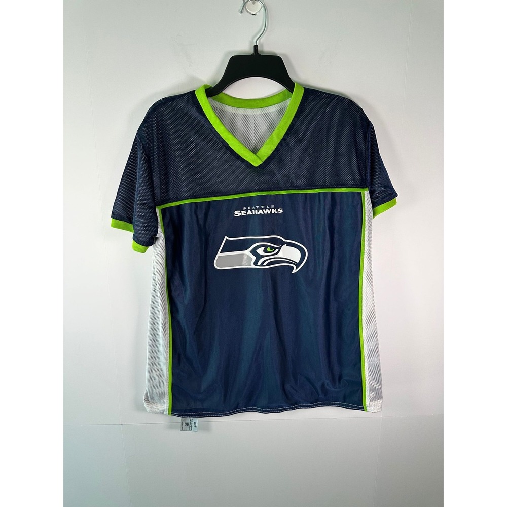Seattle Seahawks Jersey Mens M NFL Flag Play Football Mesh Short Sleeve Blue
